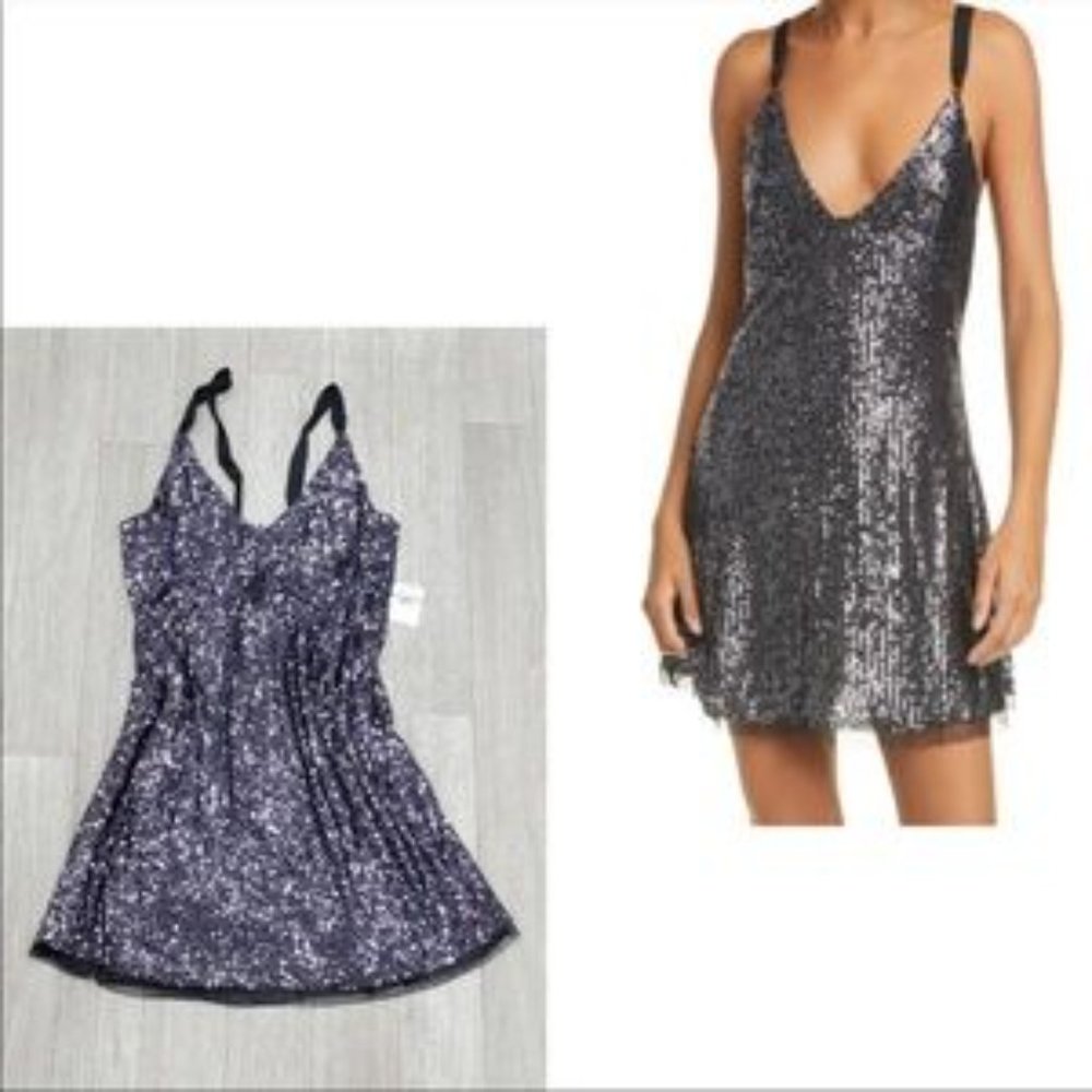 Free People Black Sequin Mini Dress